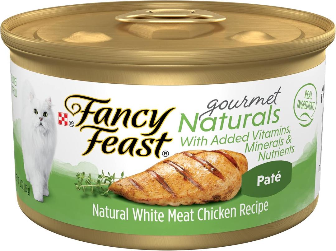 Purina Fancy Feast Wet Cat Food Pate Gourmet Naturals White Meat Chicken Recipe - (Pack of 12) 3 oz. Cans (EXP 05/01/28)