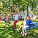 Hapfan 65 ft Ninja Warrior Obstacle Course for Kids with Swing, Ninja Rope Course with 11 Obstacles for Backyard Outside, Tree Slackline Jungle Gym Outdoor,
