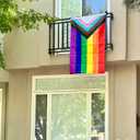 Double Sided Inclusive Progress Pride Rainbow Flag 3x5 Made in USA Outdoor Heavy Duty 3 Ply Polyester LGBTQ Rainbow Flags with White Starting Tape and 2 Brass Grommets