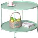 Sleek Accent Side/End Table, Circular Top Modern Minimalist Green Metal Furniture for Living Room, Bedroom - Sofa Table - Nightstand Bedside Table for Small Spaces, Indoor & Outdoor, 23.6" Dia