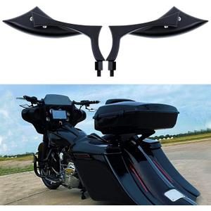 8mm 10mm Black Motorcycle Rearview Side Mirrors Blade Compatible with Harley Sportster Custom Iron 883 Road King Street Softail Electra Glide, Small