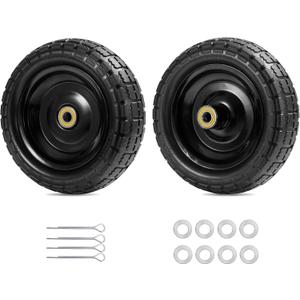 Parts Camp For Gorilla Cart Wheels 13-Inch replacement gorilla cart tires 4.00-6 Flat-free Solid Tire and Wheel For Hand Trucks/Garden Carts/Wheelbarrow/Dolly-5/8"Axle Borehole 2.1"Hub offset (2 Pack)