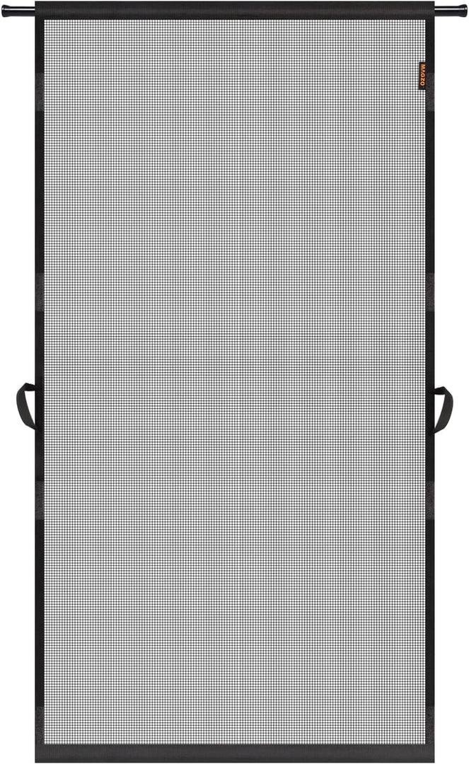 MAGZO Hanging Screen Door, Fits Door Size 36" x 98" (Curtain Size 38'' x 99''), Upgraded Fiberglass Mesh Net with Tension Rod&Hook&Loop (One Piece Can be Installed in 2 Ways), Weighted Bottom, Grey (Gray)