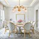 5-Light Vintage Chandeliers for Dining Room 25" Modern Gold Glass Chandelier Rustic Adjustable Pendant Light Fixture for Kitchen Island Living Room Bedroom