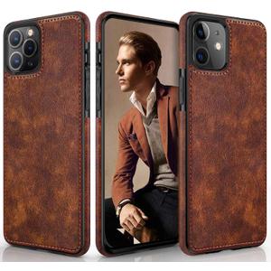 LOHASIC for iPhone 12 Case, for iPhone 12 Pro Leather Case, Slim Luxury PU Non-Slip Grip Rugged Shockproof Full Body Protective Cover Cases Compatible with iPhone 12/12 Pro 6.1" (2020) - Vintage Brown