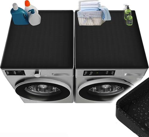 Washer and Dryer Silicone Covers for the Top, Non Slip Black Grey Silicone Mat for Washing Machine and Dryer Top Protector, Dust-Proof Washer Dryer Cover Pad (Black, 23"/23" ,2PCS)