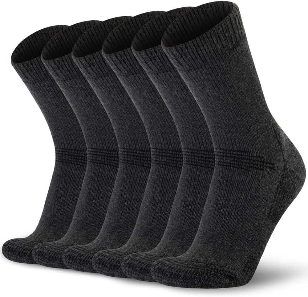 Time May Tell Mens Merino Wool Hiking Cushioning Socks For Outdoor Wool-Socks-For-Mens 3 Pack (Black) 9-13