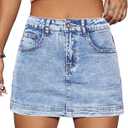 Denim Skort Women High Waist Mini Jean Skirt for Women Stretch Casual Mini Jean Skort (Medium, Light Blue)