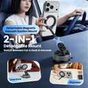 Magnetic Car Phone Mount, 2-in-1 Detachable Ring Stand for Desk & Dashboard, 360 Triple Axis Windshield Holder, N52 Strong Magnet, Universal Fit, Includes 2 Metal Plates,Grey