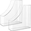 2 Pack Vertical File Holder Clear Acrylic Desk Organizer Storage Bins Holding Plastic Document Organizer Clear PET Magazine Holder Basics Vertical Magazine Rack for Home Office School
