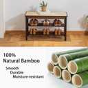 latifolia Shoe Rack Bench, 3-Tier Bamboo Shoe Bench with Breathable Rattan Seat Cushion, Shoe Storage Rack for Entryway(Walnut,31.50''L)