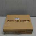 Broom and Dustpan Set for Home, JEHONN Long Handle Lightweight Indoor Broom Set Heavy Duty, Upright Standing Dust Pan with Comb Teeth Store Sweep Set for Room Kitchen Office Lobby (Black)