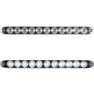 Partsam 2Pcs 15" Inch White Led Trailer Reverse Backup Light Bars Clear Lens, Sealed 11 LED Flange Mount Trailer Truck 15" Inch Reverse White Light Bar Utility Marker Light Bar RV Front Access Light