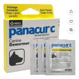 Panacur C Canine Dewormer Dogs 1 (3 Packets) Gram Each Packet Treats 10 lbs EXP: 4/2027
