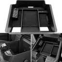 Center Console Organizer fit for GMC 2023 2024 2025 Sierra/Chevy Silverado 1500 Accessories, 2024-2025 2500HD 3500HD (Wireless Charger With Full Console w/Bucket Seats Only)