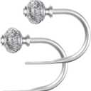 2 Pack Curtain Holdbacks, USFOOK Silver Decorative Window Drapery Tiebacks (2 Pack/1 Pair), Curtain Tie Back Hooks for Wall with Translucent Finials (3.95" L x 3.4" W)