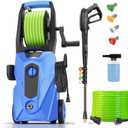 5000PSI Electric Pressure Washer, 2025 New Power Washer with 33FT Flexible Extension Pressure Washer Hose Reel, 4 Nozzles, Professional Powerwashers for Home/Car(Blue)