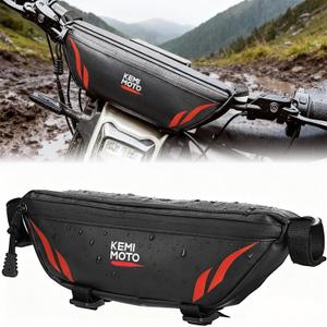 KEMIMOTO Motorcycle Handlebar Bag Universal Waterproof Front Storage Bag Bicycle Handlebar Bag Compatible with Sur-Ron Light Bee X and S X160 X260 Talaria Sting Segway Electric Dirt Bike (Red Decor)
