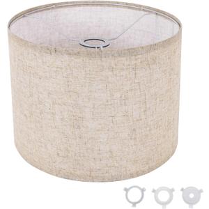 Small Lamp Shade, Beige Drum Lampshade 8.7''Top X 8.7'' Bottom X 7.9'' High, Replacement Lamp Shade Natural Linen Hand Crafted for Table Lamps Floor Lamps Chandelier Lamp, Easy Assembly Required