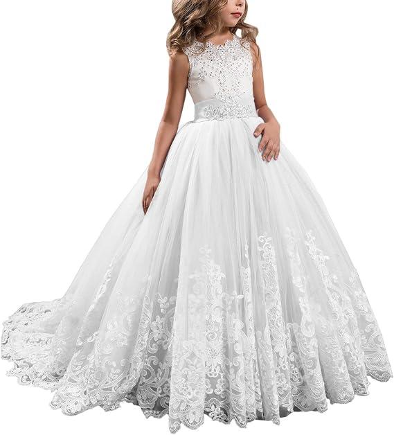 Princess Lilac Long Girls Pageant Dresses Kids Prom Puffy Tulle Ball Gown, Size 4