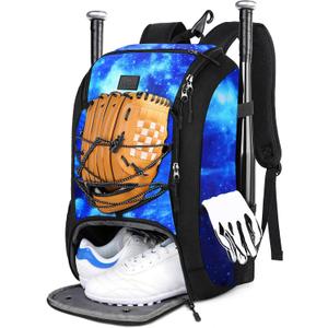 MATEIN Baseball Backpack, Softball Bat Bag with Shoes Compartment for Youth, Boys and Adult, Lightweight Baseball Bag with Fence Hook Hold TBall Bat, Batting Mitten, Helmet, Caps, Teeball Gear