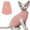 PUMYPOREITY Cat Sweater, Warm Kitten Clothes, Fleece Winter Coat for Hairless Cats, Soft Dog Fleece Vest, Cold Weather Pet Sweater for Dogs and Cats, Pink, Medium