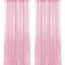 28FT-2PCS Pink Sequin Backdrop Curtains Panels, Photography Backdrop Glitter Curtains Fabric Background for Christmas Wedding Party Decor