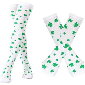 St. Patrick's Day Socks Shamrock Socks and Gloves Set Irish Carnival Socks Set