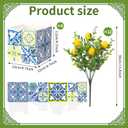 Giegxin Blue Tiles Lemon Table Centerpiece Decor Amalfi Coast Box Decorations with Artificial Lemon Branches for Capri Mediterranean Positano Wedding Birthday Party Decor(4 Sets)