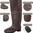 Trudave Chest Waders for Men with Boots, 2-Ply Nylon/PVC Waterproof Fishing & Hunting Waders for Men and Women, Brown M14