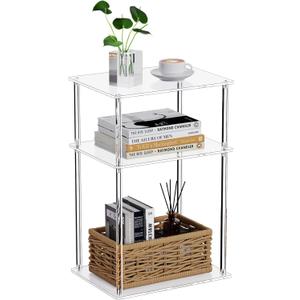 Clear Acrylic Side Table, 3-Tier End Table for Living Room, Small Bedside Tables Nightstand for Bedroom, Home Decor Accent Table, 15.7" L x 11.8" W x 23.6" H