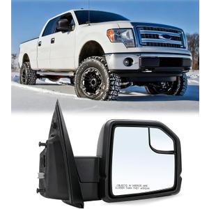 Passenger Right Side Door Mirror Replacement For Ford F150 2015-2020 Manual Folding Power Glass No Heated No Signal Light No Temperature Sensor Textured Back Cover