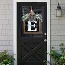 16'' Personalized Last Name Welcome Sign, Door Wreaths for Front Door Outside, Spring Wreath for Front Door Decor, Farmhouse New Home Gifts for Home (E)