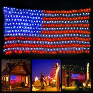 YULIANG LED American Flag Lights,6.5ft*3.2ft Waterproof Led Flag Net Light Outdoor for 4th of July Decorations,Independence Day,Memorial Day, Festival, Garden,Outdoor Christmas Decoration (Red white and blue)