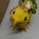 DR.DUDU Set of 3 Easter Decorations 4.5" Straw Chick Figurines with Egg Baskets, Realistic Baby Chick Tabletop Decor, Sisal Chicken Statue Farm Animal Spring Decor for Home Kitchen Office Farmhouse
