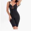 Shapewear for Women Open Bust Body Shaper Zip Up Front Lace Trim Thigh Slimmer Tummy Control Bodysuit, L
