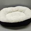 Love's cabin Round Donut Cat and Dog Cushion Bed, 25in Pet Bed for Small or Medium Dogs, Anti-Slip & Water-Resistant Bottom, Soft Durable Fabric Pet Beds, Washable Calming Cat Bed Black Stripe (25.0"L x 25.0"W x 7.0"Th)