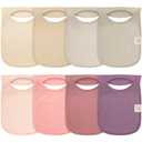 KeaBabies 8-Pack Bibs for Baby Girl, Boy - Pullover Large Baby Bibs for Drooling and Teething Infant, Newborn, Soft & Absorbent Organic Cotton, Long Torso Coverage Keep Toddler Clean & Dry (Dahlia)