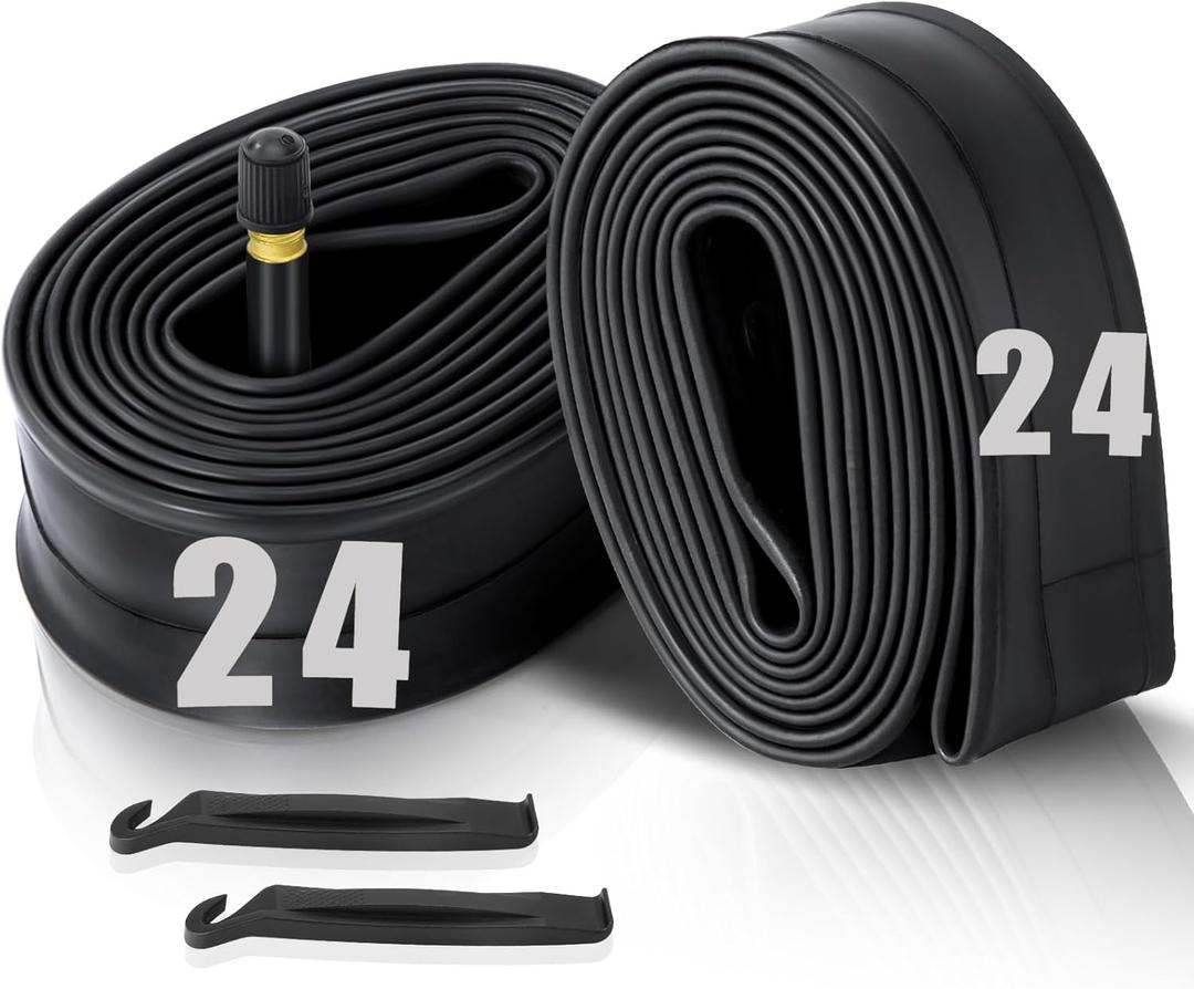 2 Pack 12"/14"/16"/18"/ 20"/ 22"/24"/ 26"/27.5"/28"/29" x1.75/1.95/2.10/2.125 Bicycle Tube with 2 Tire Levers, with 32mm AV Schrader Valve, Inner Tube for Kids/Road/MTB Bike (2 of One Size)
