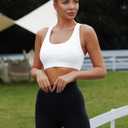 RUNNING GIRL High Impact Sports Bras for Women,Racerback Running Bra Workout Crop Tank Tops Longline Sports Bra Push up (White, M)