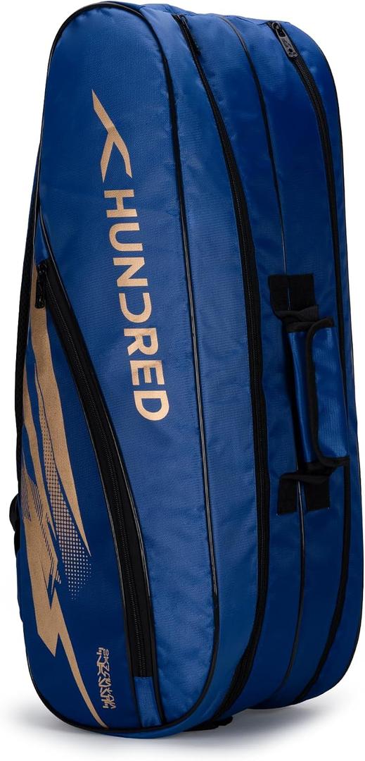 HUNDRED Cosmogear Badminton Kit-bag (Size: Large) | Double Zipper | Bag with Front Zipper Pocket | Material: Polyester| Padded Back Straps | Easy-Carry Handle, One Size