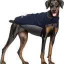 IREENUO Dog Raincoat, 100% Waterproof Dog Warm Jacket for Fall Winter, Rainproof Coat with Adjustable Velcro & Reflective Stripes for Medium Large Dogs (2XL, Blue)