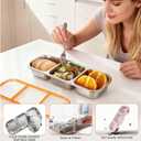 Bandesun Stainless Steel Snack Containers for Kids & Adults, 1 Pack Leek Proof Metal Bento Lunch Box with lids, Lunchable Containers for Travel, School, Home - Stackable Bento Snack Box