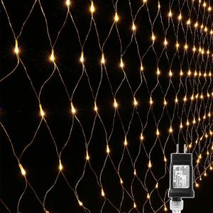 LYHOPE 12ft x 5ft 360 LED Christmas Net Lights, 8 Modes Low Voltage Mesh Christmas Decorative Lights for Xmas Trees, Bushes, Wedding, Garden, Outdoor, Indoor Decor (Warm White)