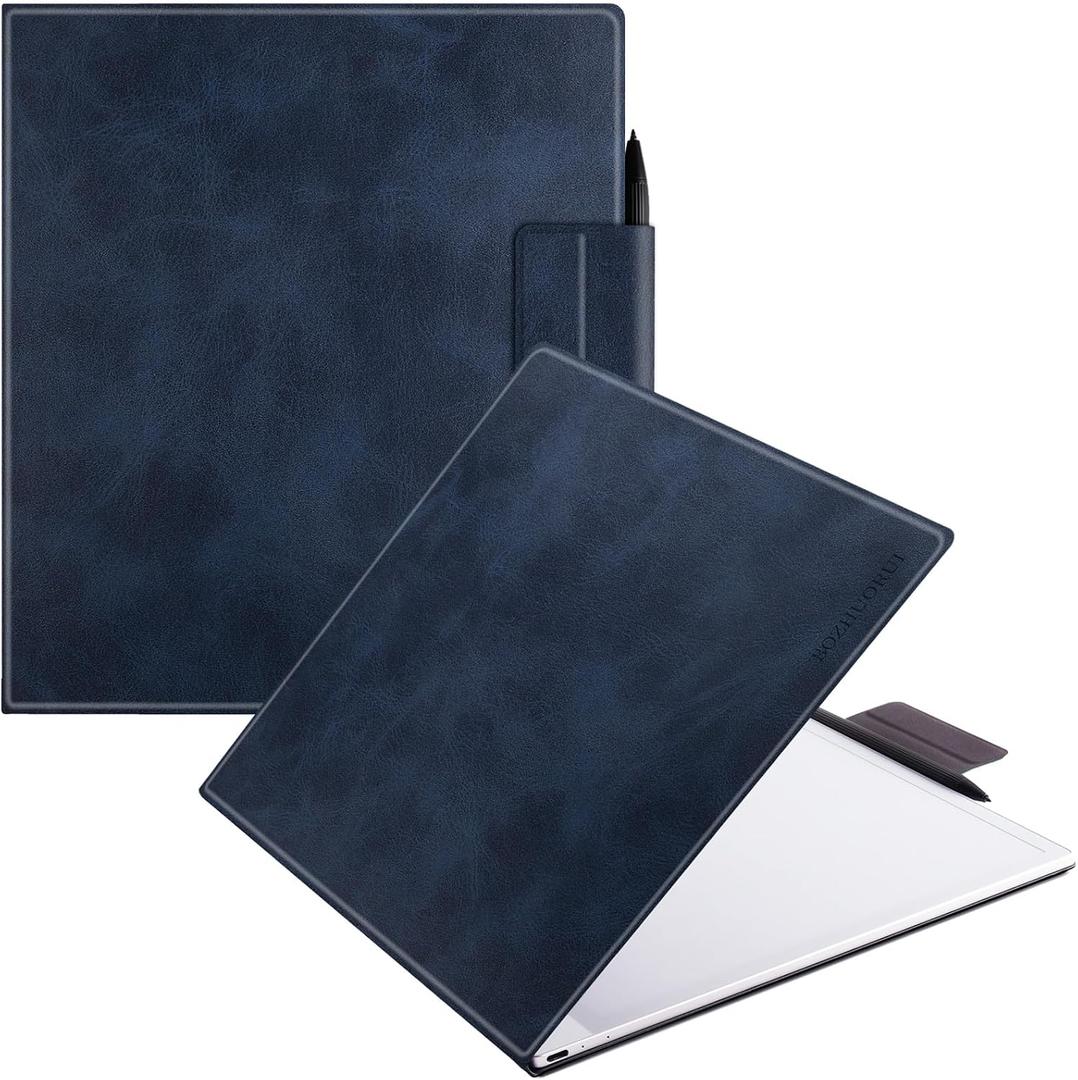 BOZHUORUI Magnetic Case for 13.3" Boox Note Max & 13.3" Boox Tab X C Tablet ePaper | with Sleep/Wake | Pen Clasp Design | Book Folio Style | PU Leather Slim Cover (Dark Blue)