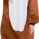 Reindeer Costume Deer Onesie for Adult Women Men Halloween Pajama (Brown, XL)