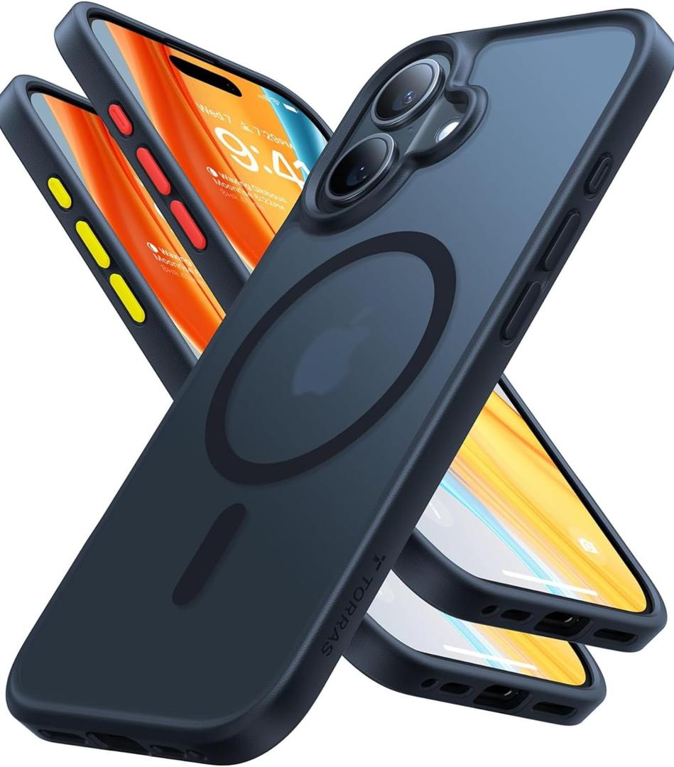 TORRAS Magnetic Shockproof for iPhone 16 Case, 18N Mighty Magnetic, 12FT Military Grade Drop Tested, Fit for MagSafe, Protective Hard Back Plastic Slim Phone Case for iPhone 16 6.1", Black Titanium