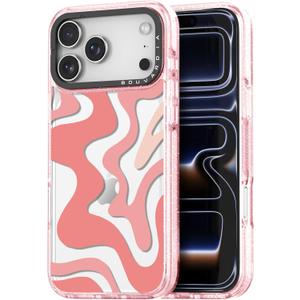 Bouvardia for iPhone 17 Pro Max Case, Cute Girly Design for Women, Shockproof & Aesthetic, Ripples (Pink)