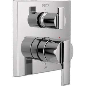 DELTA FAUCET T24867, Chrome Ara Angular Modern Monitor 14 Series Valve Trim with 3-Setting Integrated Diverter