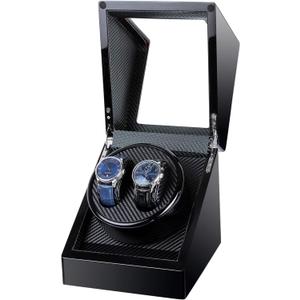 Kalawen Watch Winder for Rolex, Automatic Watch Winder Box, Double Watch Winder with Japanese Quiet Motor Battery Powered or AC Adapter Black